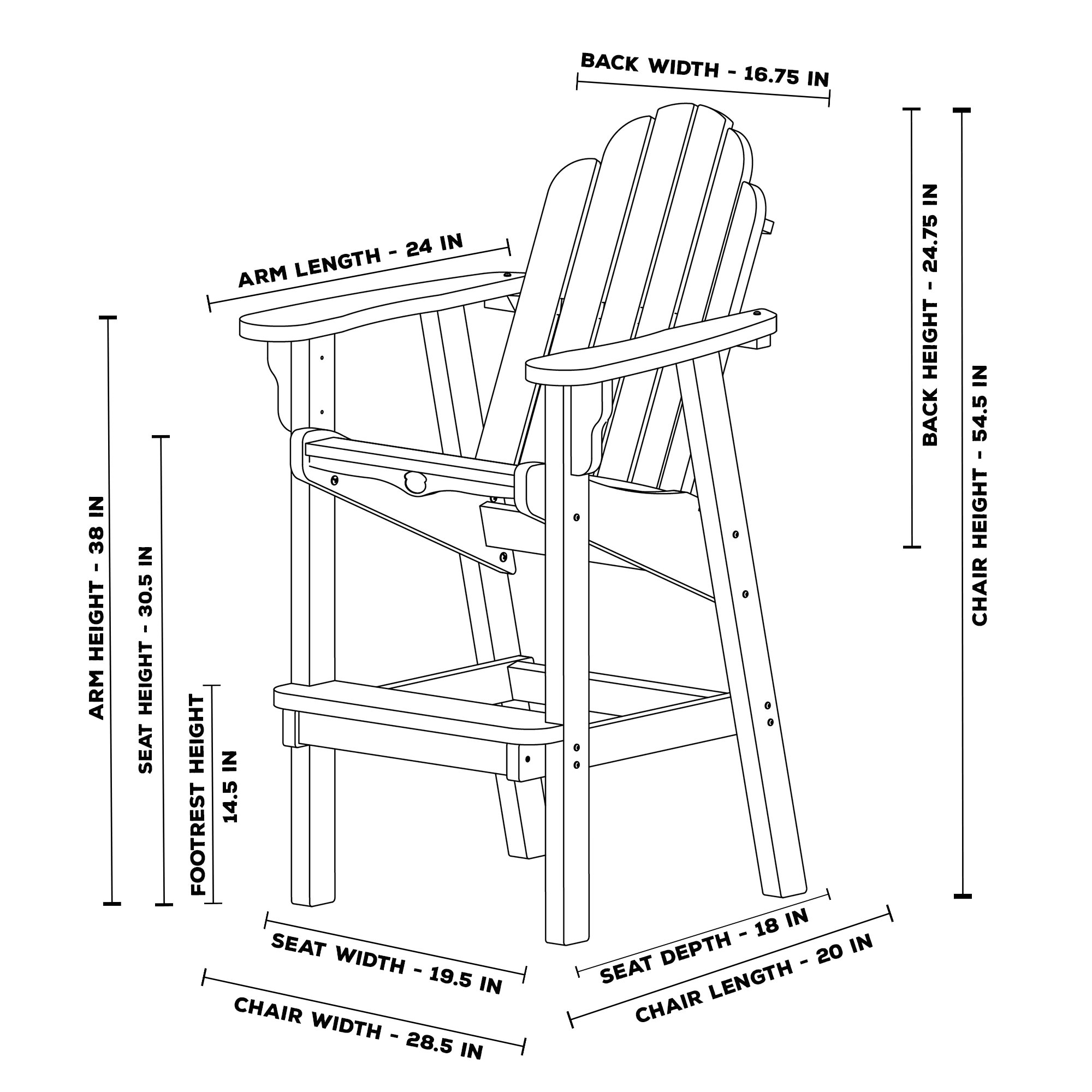 Durawood Essentials High Dining Chair, High Seat Height Dining Chairs