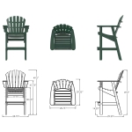 DURAWOOD® Poly Crescent Bar Height Chair