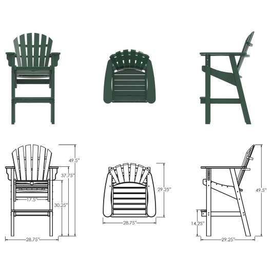 DURAWOOD® Poly Crescent Bar Height Chair