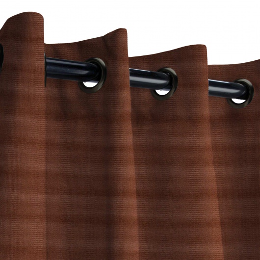 Sunbrella Canvas Bay Brown Outdoor Curtain with Nickel Plated Grommets - 50 in. x 120 in.