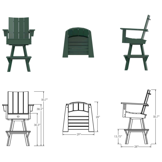 DURAWOOD® Poly Refined Swivel Bar Height Chair