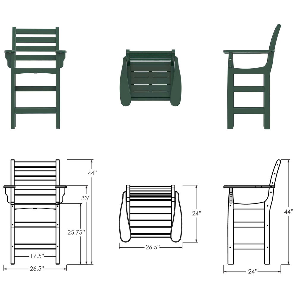 DURAWOOD® Poly Horizontal Counter Height Chair with Arms