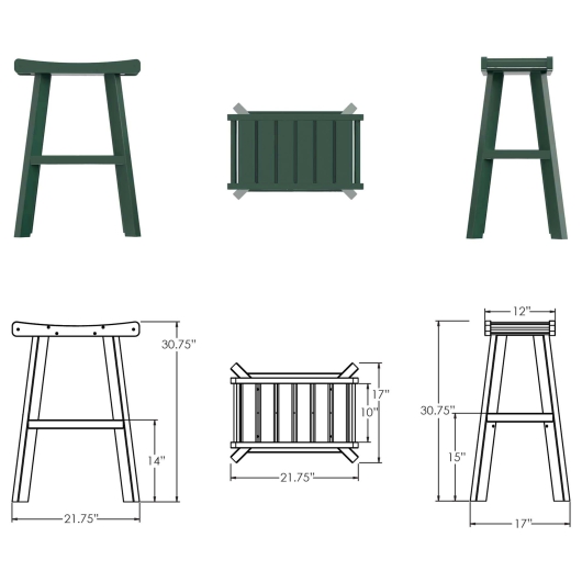 DURAWOOD® Poly Bar Height Saddle Stool