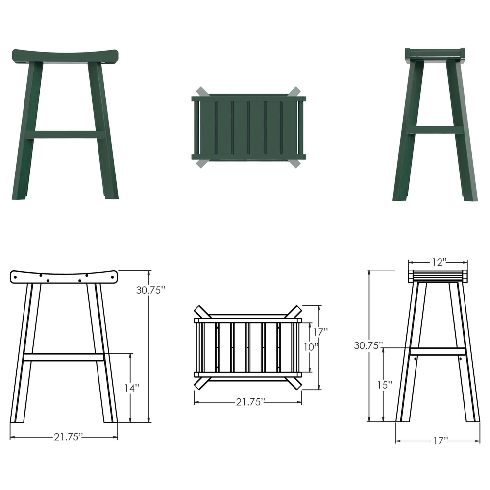 DURAWOOD® Poly Bar Height Saddle Stool