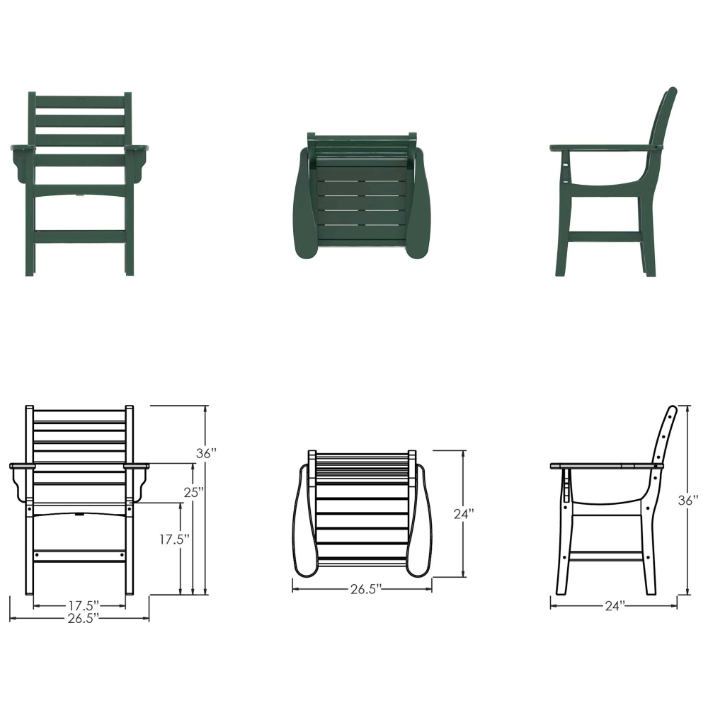 DURAWOOD® Poly Horizontal Dining Chair with Arms