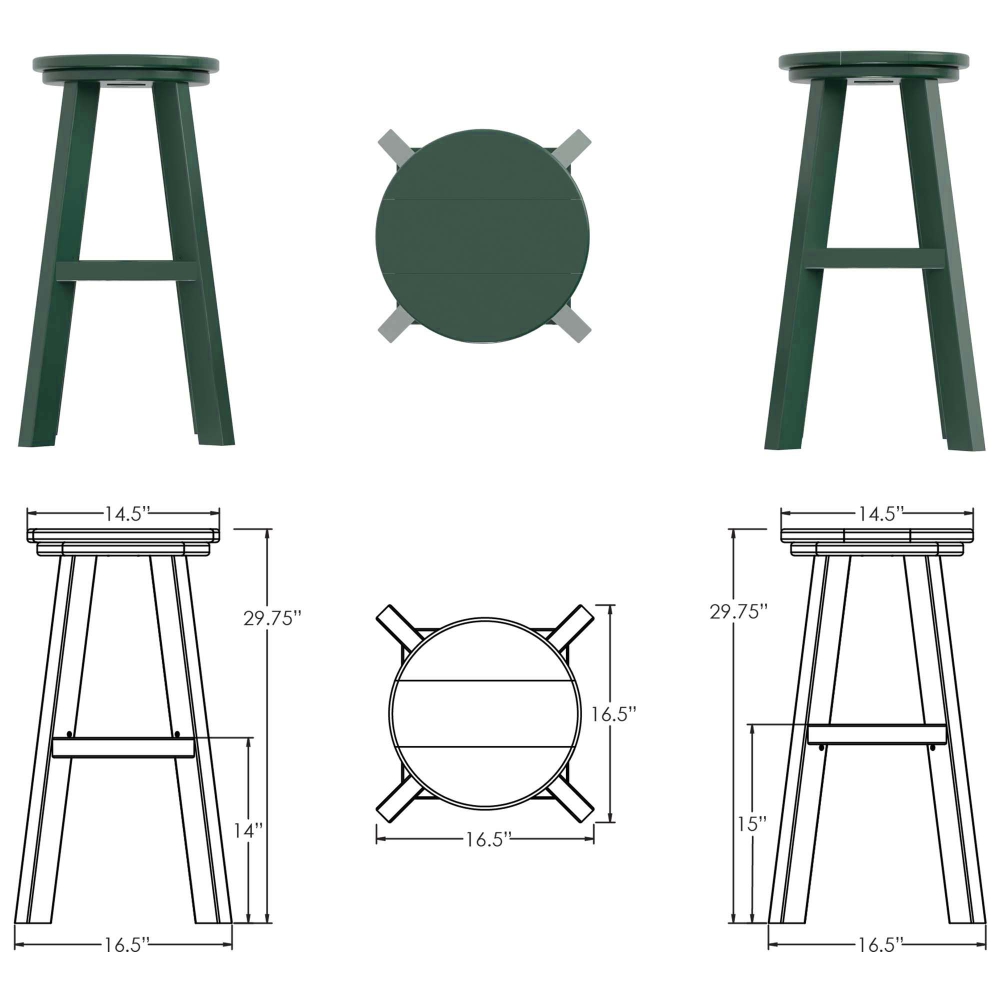 DURAWOOD® Poly Round Bar Height Stool