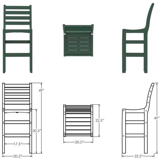DURAWOOD® Poly Horizontal Bar Height Chair