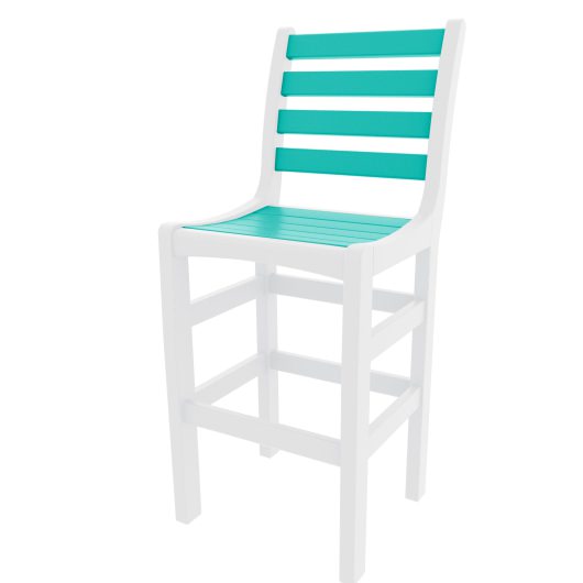 Horizontal Bar Height Chair - White and Turquoise