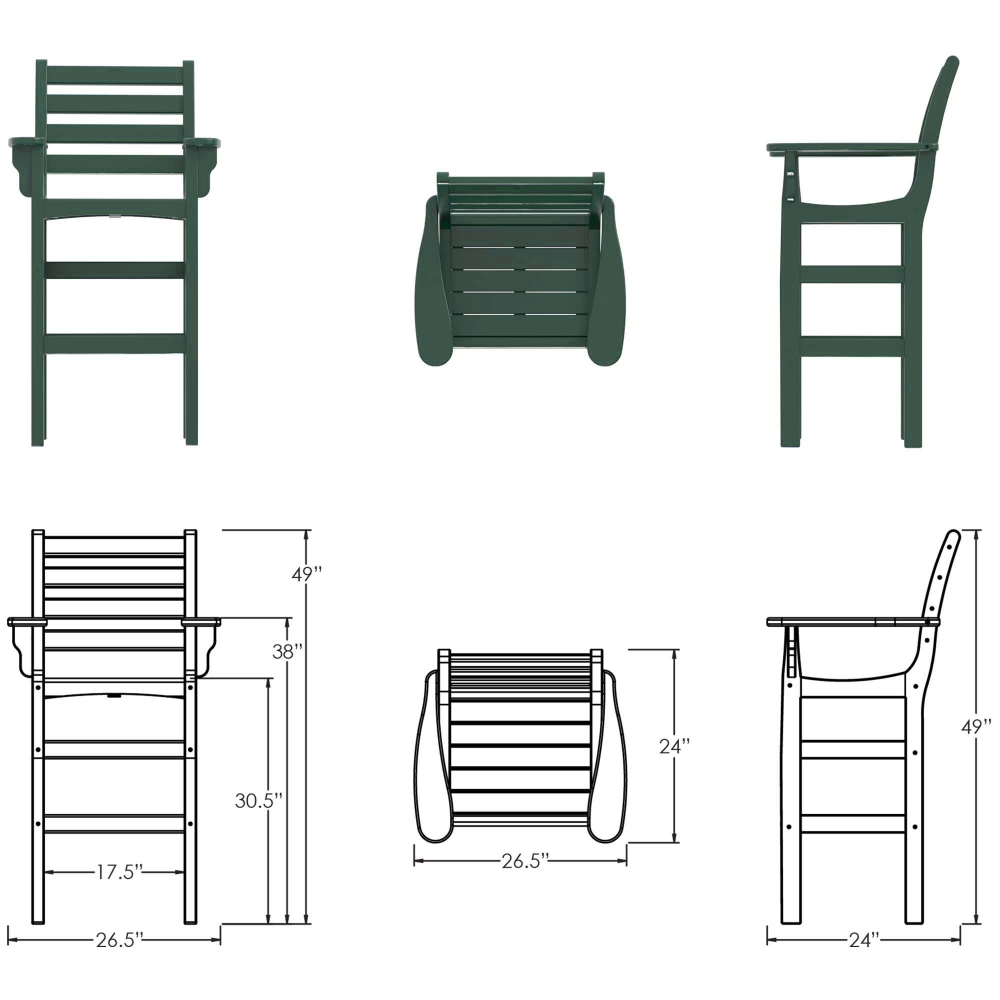 DURAWOOD® Poly Horizontal Bar Height Chair with Arms