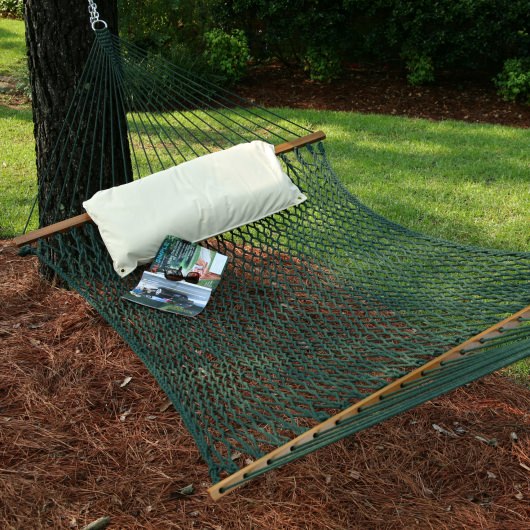 Large DURACORD® Rope Hammock with TRI-BEAM® Steel Hammock Stand and Hammock Pillow