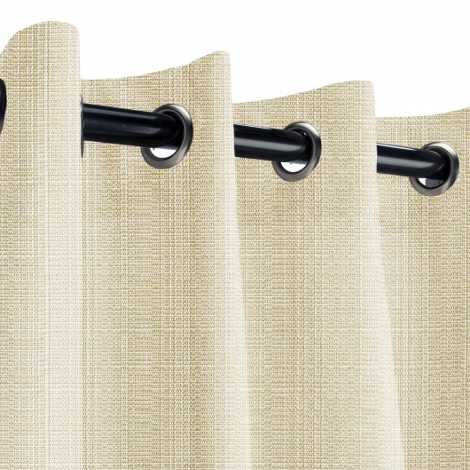 Sunbrella Linen Antique Beige Outdoor Curtain with Nickel Plated Grommets