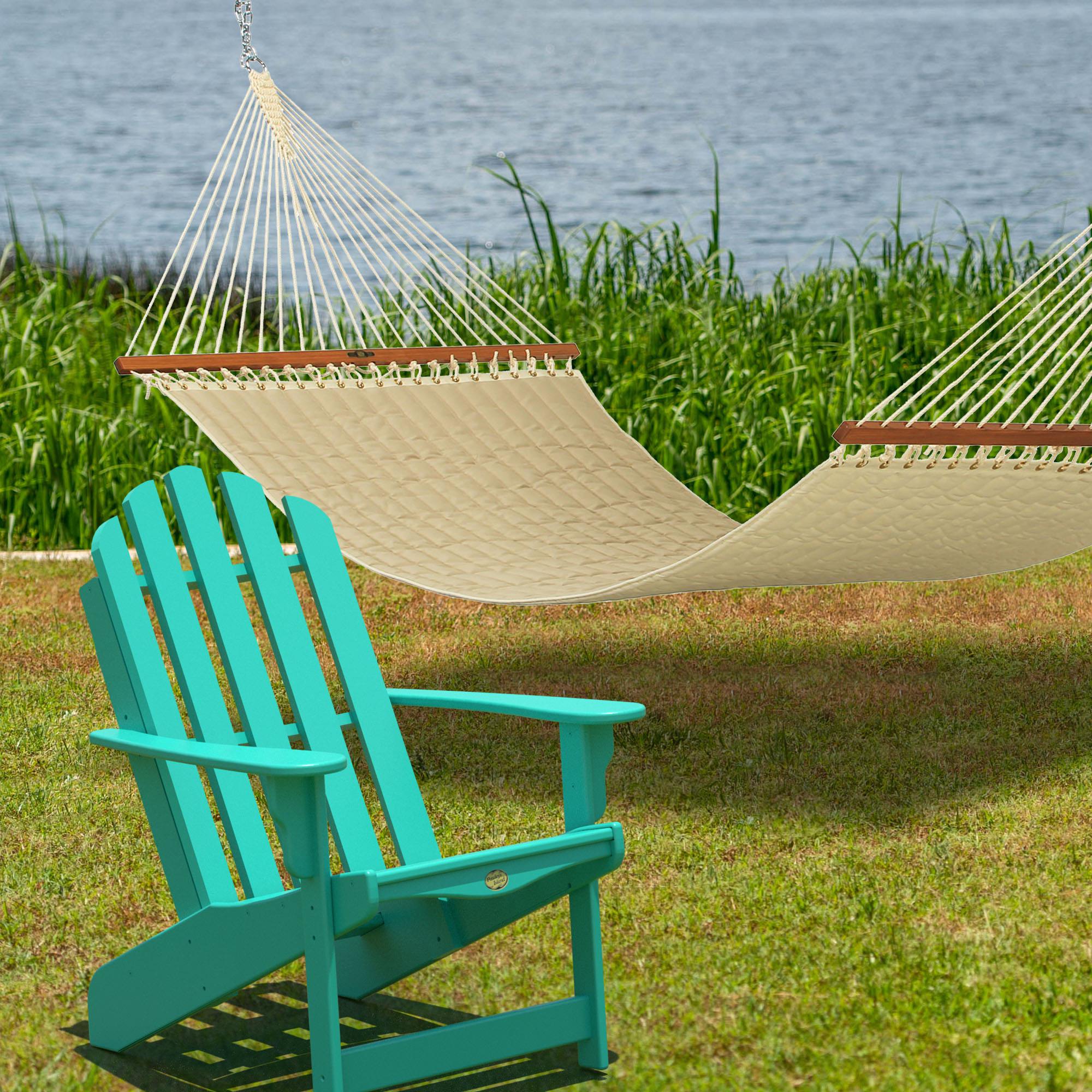 Sunbrella Spectrum Sand Quilted Hammock And Nest Adirondack Chair Combo Pi Qssand Eac1 Combo Pawleys Island Hammocks
