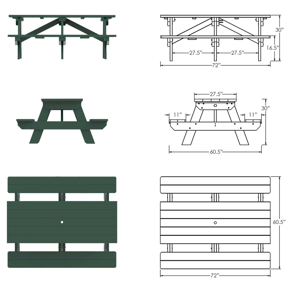 DURAWOOD® Picnic Table 72 in. x 61 in.