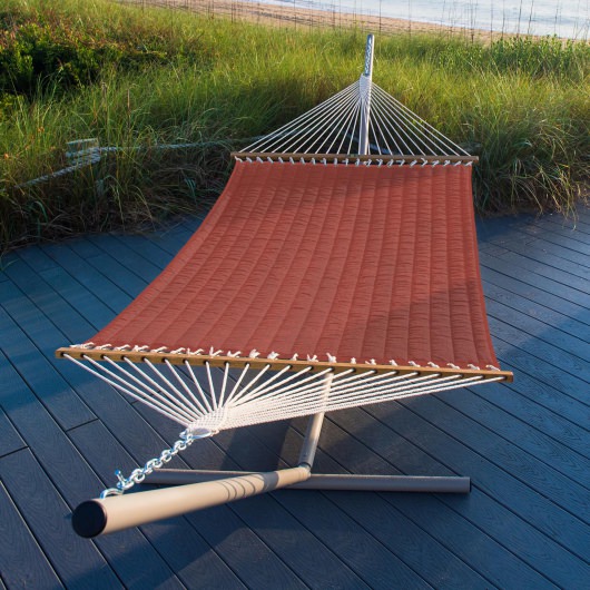 Large Quilted Sunbrella Fabric Hammock - Cast Cinnabar