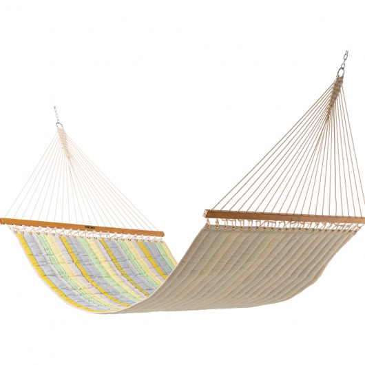 Large Quilted Sunbrella Hammock with Metal Stand and Optional Pillow