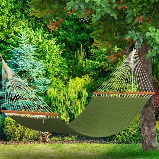Large Quilted Duracord Fabric Hammock - Leaf Green