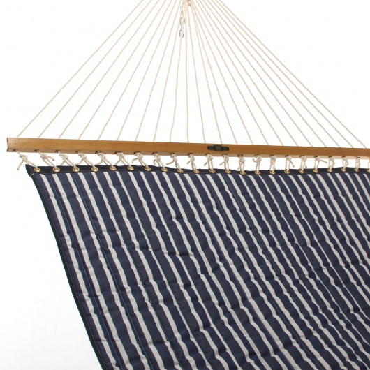 Large Quilted Sunbrella Fabric Hammock - Hunter Navy Stripe