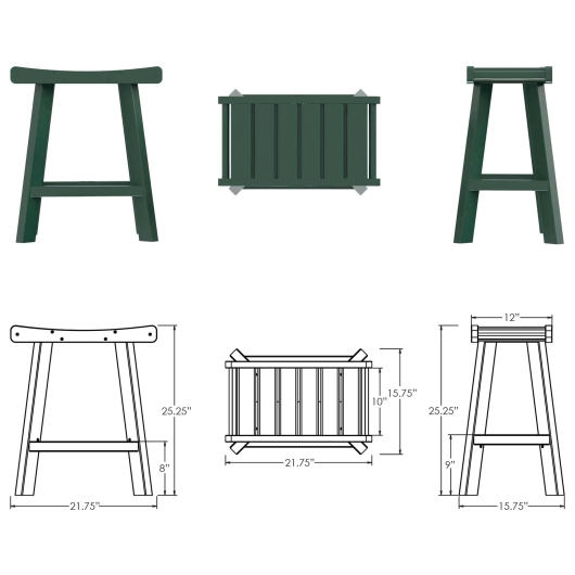 DURAWOOD® Poly Counter Height Saddle Stool