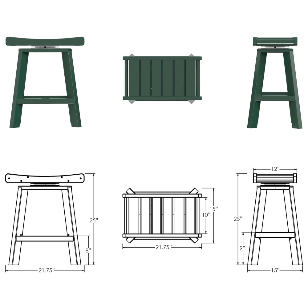 DURAWOOD® Poly Swivel Saddle Counter Height Stool