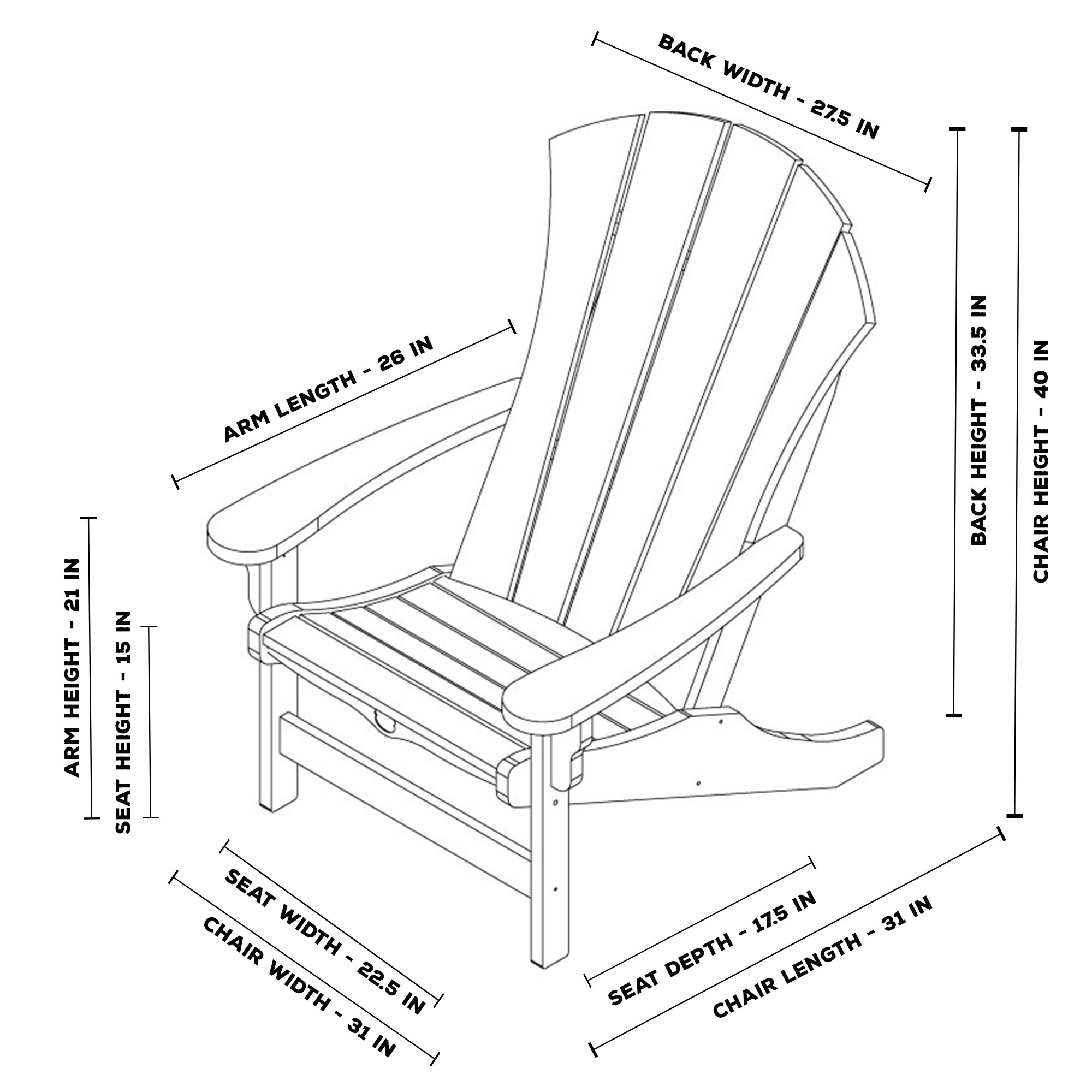 DURAWOOD Sunrise Adirondack Chair SRAC1 K Pawleys Island Hammocks