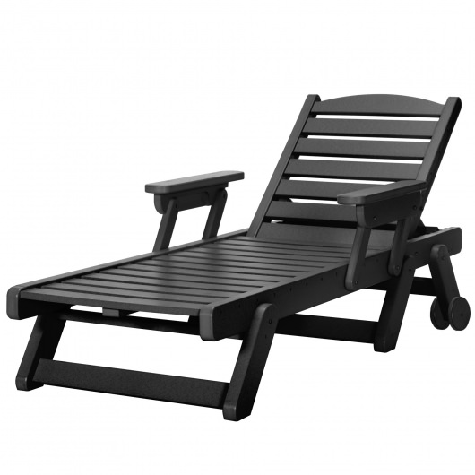 DURAWOOD® Chaise Lounge with Folding Arms - Black