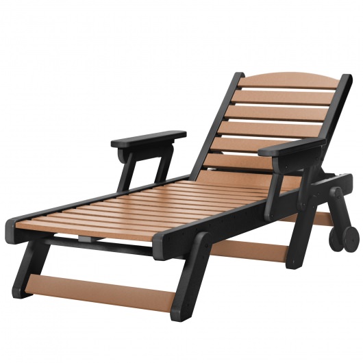 DURAWOOD® Chaise Lounge with Folding Arms - Black and Cedar