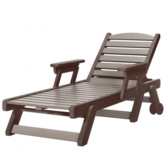 DURAWOOD® Chaise Lounge with Folding Arms - Chocolate and Weatherwood