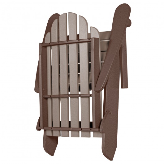 DURAWOOD® Poly Essentials Folding Adirondack Chair - Chocolate and Weatherwood