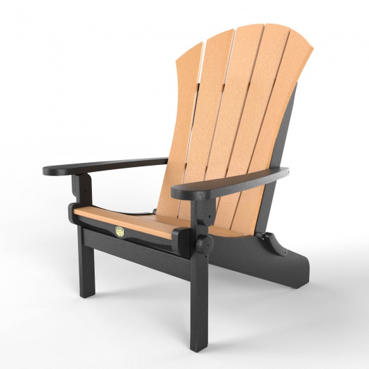 DURAWOOD® Poly Sunrise Adirondack Folding Chair - Black and Cedar