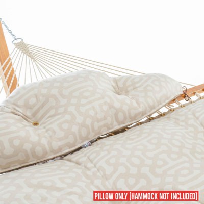 Long Sunbrella Tufted Hammock Pillow - Fretwork Flax