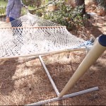 15 ft.Tri-Beam Steel Hammock Stand with Right Connection Design and Cape Shield Powder Coating - Taupe