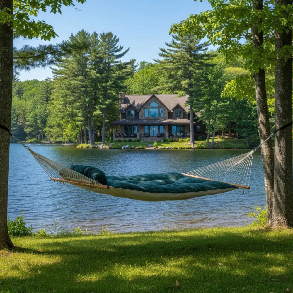 Large Sunbrella Tufted Hammock with Detachable Pillow - Wentworth Juniper