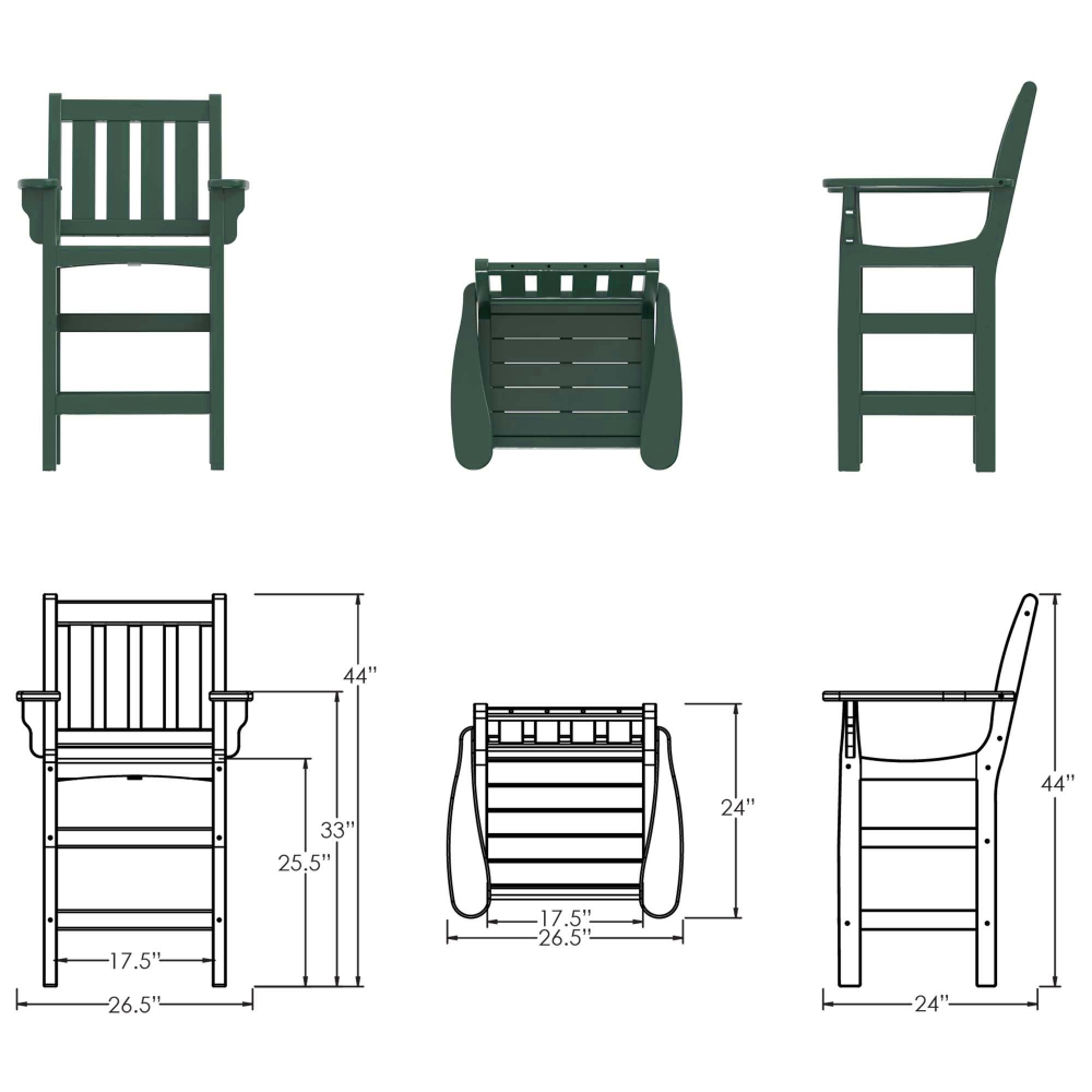 DURAWOOD® Poly Vertical Counter Height Chair with Arms