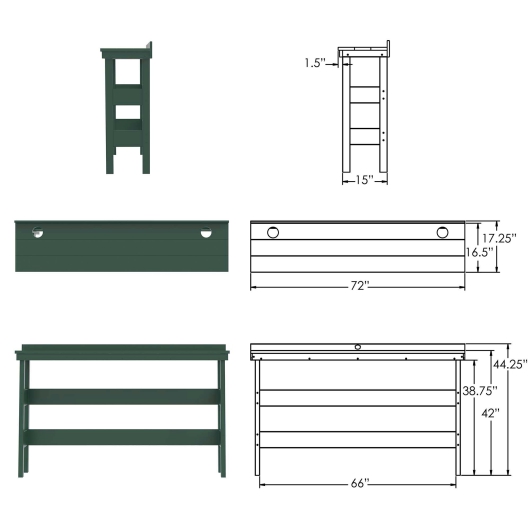 DURAWOOD® Poly View Finder Bar Height Table - 16.5 in. x 72 in.