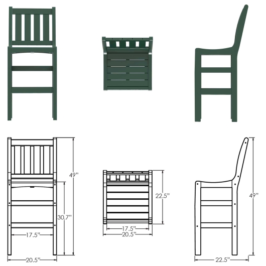 DURAWOOD® Poly Vertical Bar Height Chair