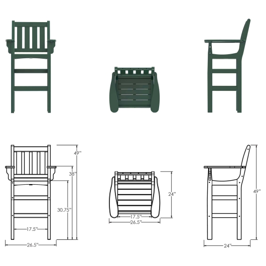 DURAWOOD® Poly Vertical Bar Height Chair with Arms