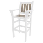 Vertical Bar Height Chair with Arms - White and Weatherwood