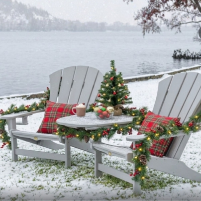 DURAWOOD® Poly 3 Piece Sunrise Adirondack Chair and Tete-A-Tete Set