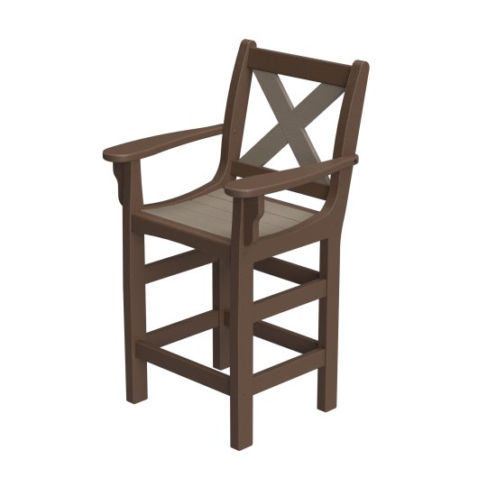 DURAWOOD® Poly Cross Back Counter Height Chair with Arms