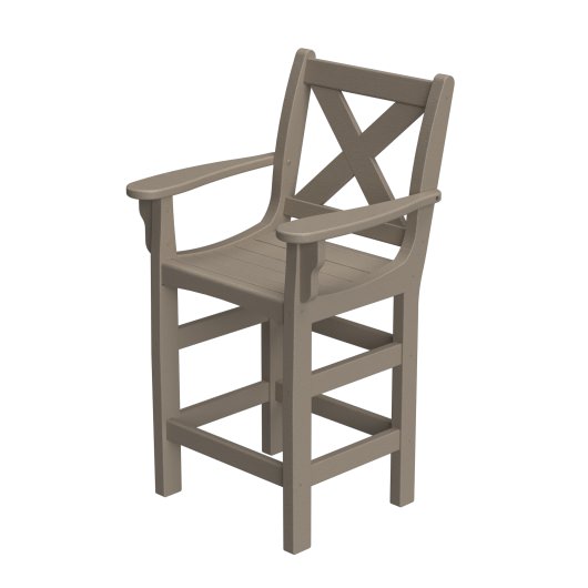 DURAWOOD® Poly Cross Back Counter Height Chair with Arms