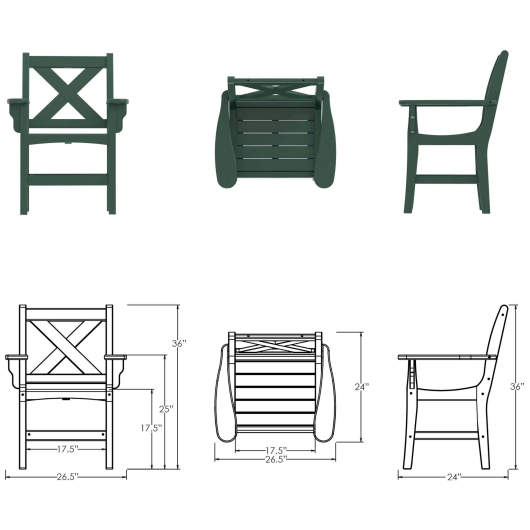 DURAWOOD® Poly Cross Back Dining Chair with Arms