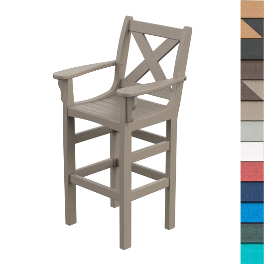 DURAWOOD® Poly Cross Back Bar Height Chair with Arms