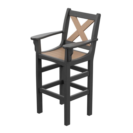 DURAWOOD® Poly Cross Back Bar Height Chair with Arms